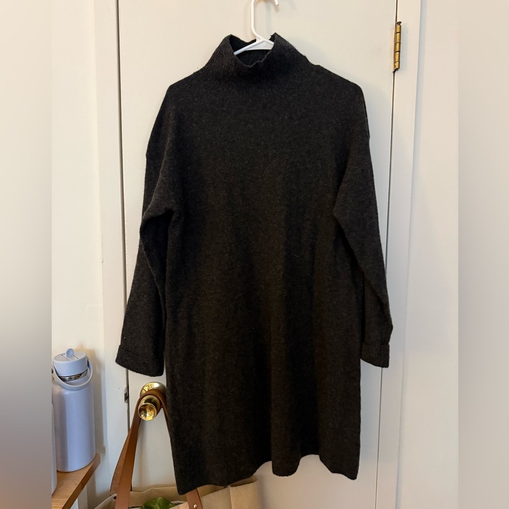 Everlane Black/Gray Turtleneck Sweater Dress